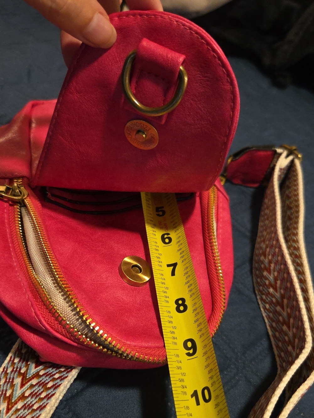 Bright Pink Mini Sling Bag with Gold Hardware - Picture 7 of 7
